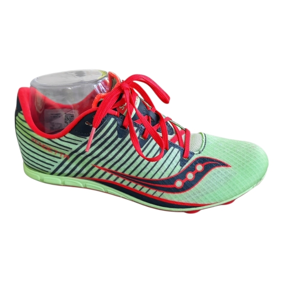 Saucony Racing Vendetta 2 Track & Field Red/Green Spike Shoes S19047-2 Size 7.5 - Picture 1 of 16